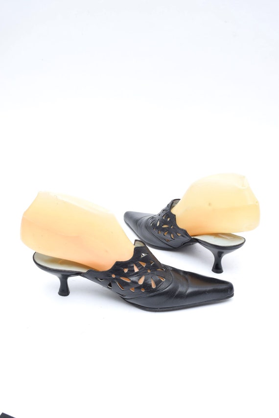 Real Leather Mules / Vintage 90's Black Leather C… - image 8