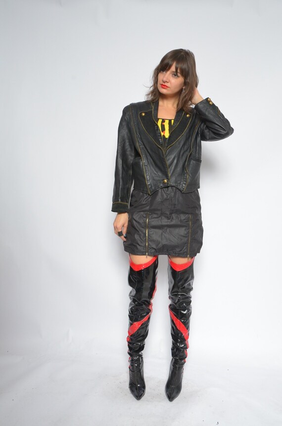 Vintage Leather Cropped Jacket by Salman Brown Genuine Leather Women Size S