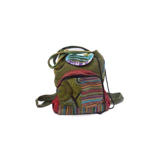 Vintage 90&#39;s Multi Color Fabric Central / South American Backpack Bag