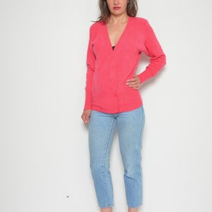 Angora Wool Cardigan / Vintage 80s Bright Pink Button Sweater Size Small image 4