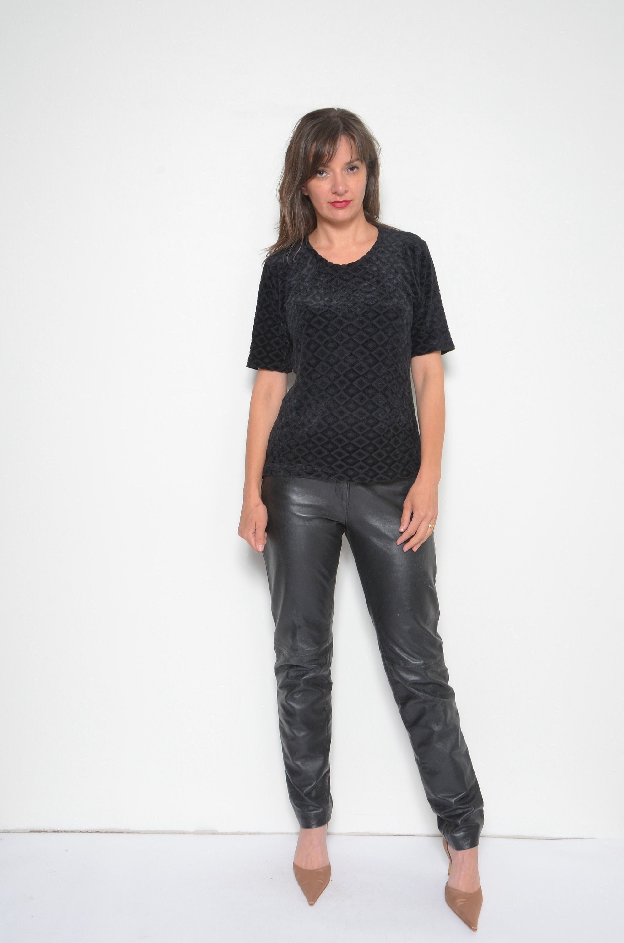 Chemisier Chrome Hearts En Soie Burnout - Noir, Velours Croisé, Transparent - Taille S - Occasion Parfait État