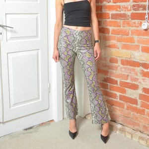Y2K Faux Leather Snake Print Pants Pink Python Bootcut Small