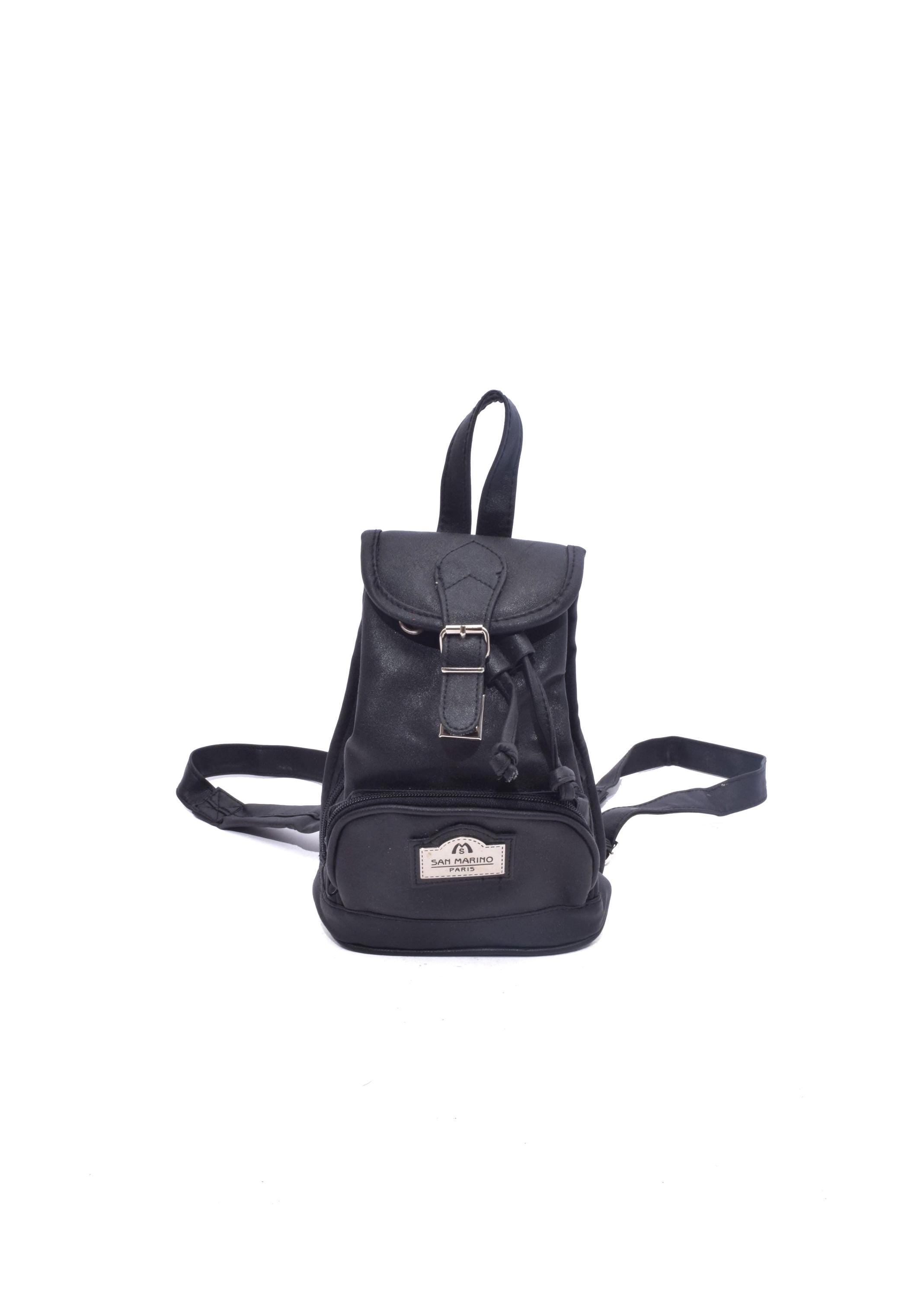 Vintage 90's Black Faux Leather Mini Backpack With Front Pocket - Etsy