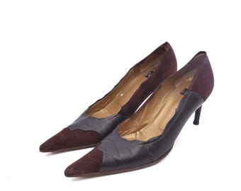 Vintage 90s Suede Leather Pointed Toe Heels - Size 9 US