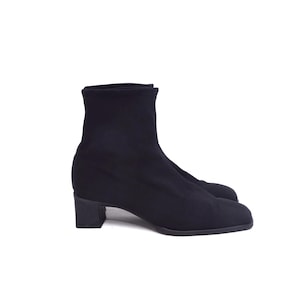 Vintage 90&#39;s Black Chunky Heel Sock Boots Size 39 EU