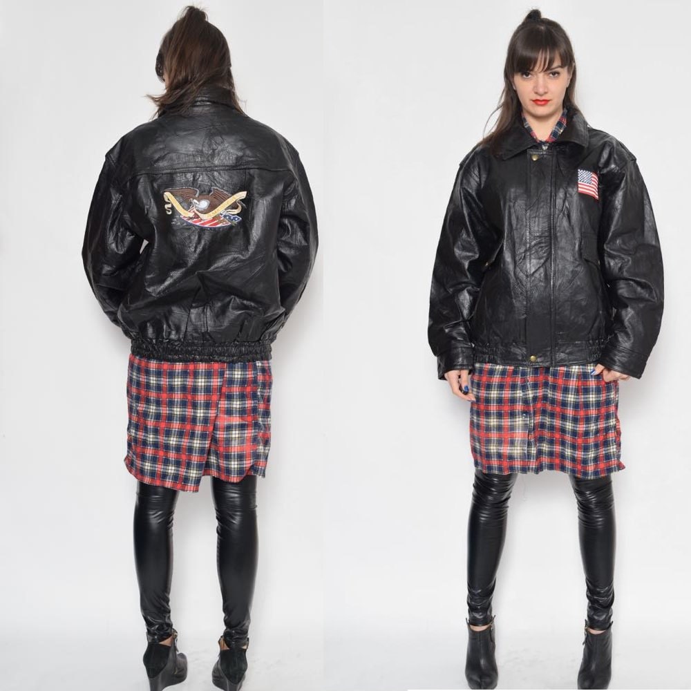 ジャケット・アウター 80s short blk real leather bomber jacket 80s A-2 real leather short bomber jacket