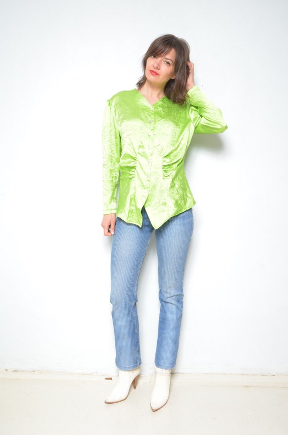 lime green satin top