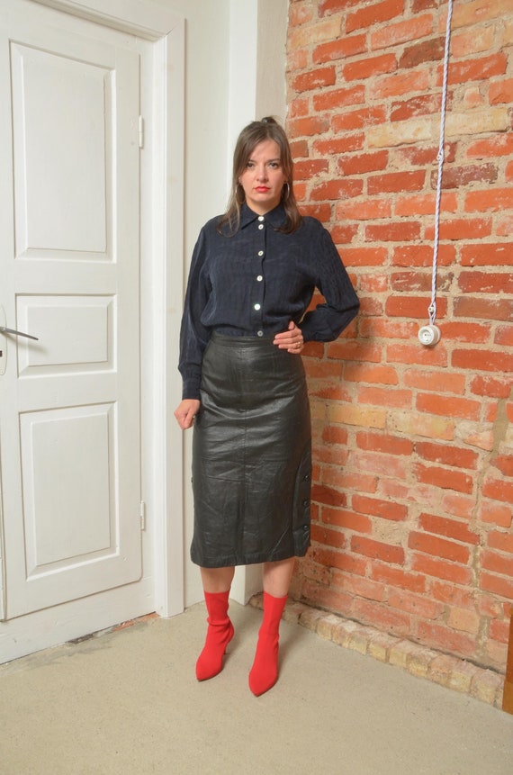 Vintage 90s Geometric Pattern Collared Loose Fit … - image 1