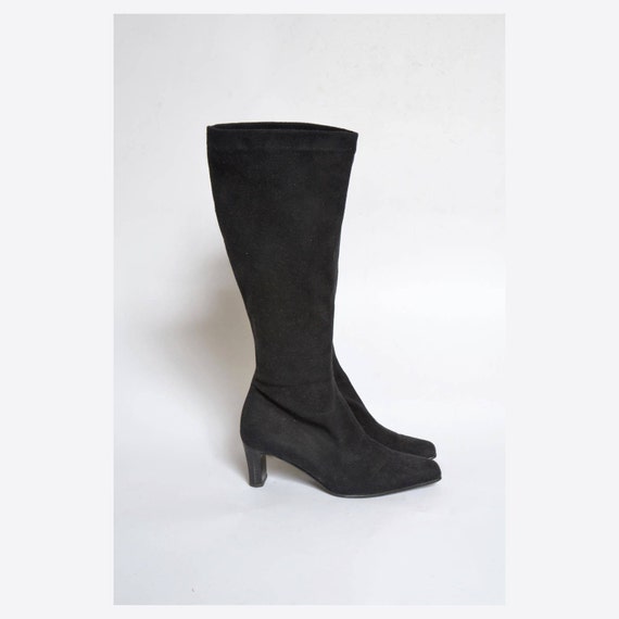 tall black velvet boots