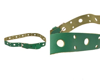 Vintage Coach Green Leather Belt With Silver Buckle (size  display picture 2