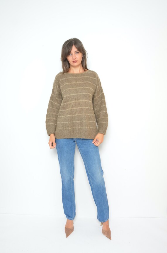 Mohair Oversized Sweater / Vintage 80's Striped F… - image 7