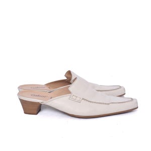 Vintage 90's Real Leather l White Mules - Size 6.5 UK