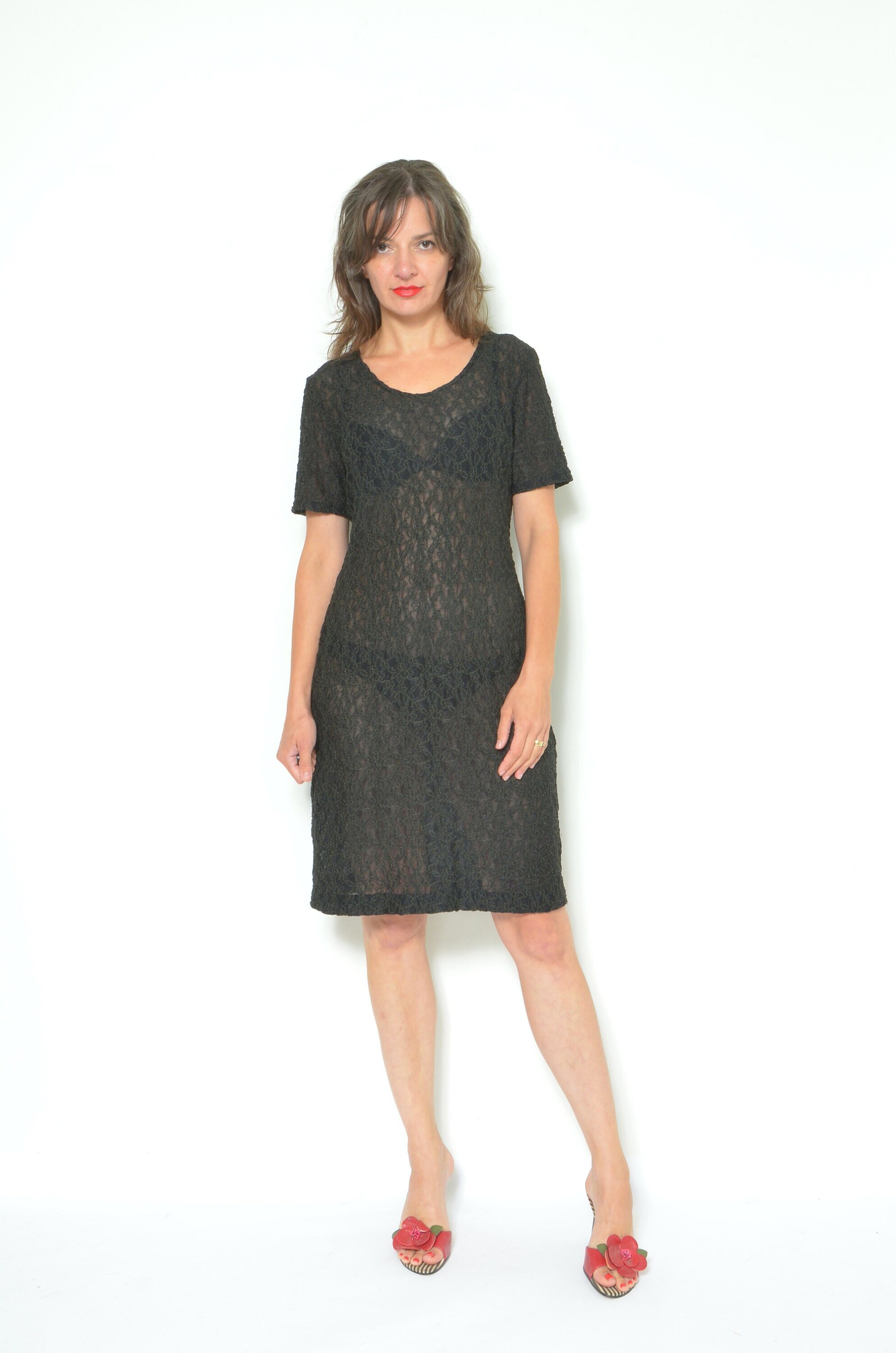 90s Vintage Lace Mini Dress: Sheer Black Floral, XL/XXL - Etsy