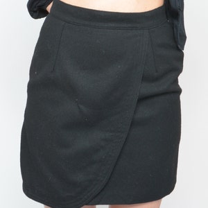 Vintage 90s Wool Mini Skirt / High Waist Layered Short Tulip Skirt Size Medium image 10
