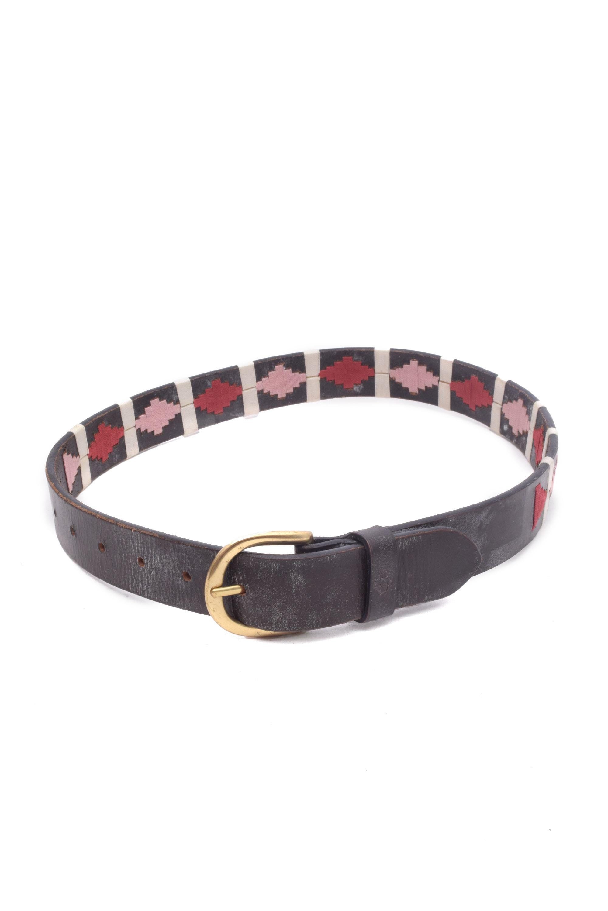 Vintage 90s Embroidered Multi Color Leather Belt - Size  display picture 2