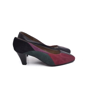 Vintage 80s Doreal Colorblock Heels / Made in Belgium / Suede Leather Pumps - Size 38