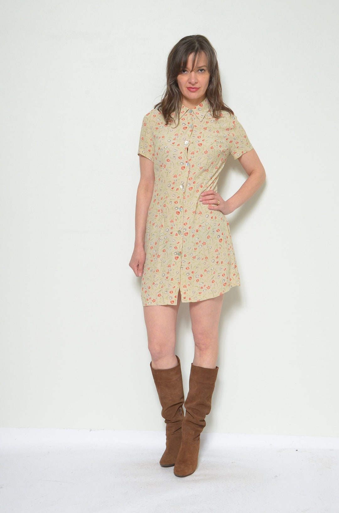 【日本未入荷】Simple Retro/Printed Floral Short Dress S9a080610d47d41789f638b5acb75e