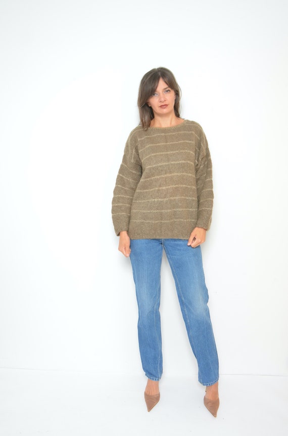 Mohair Oversized Sweater / Vintage 80's Striped F… - image 8