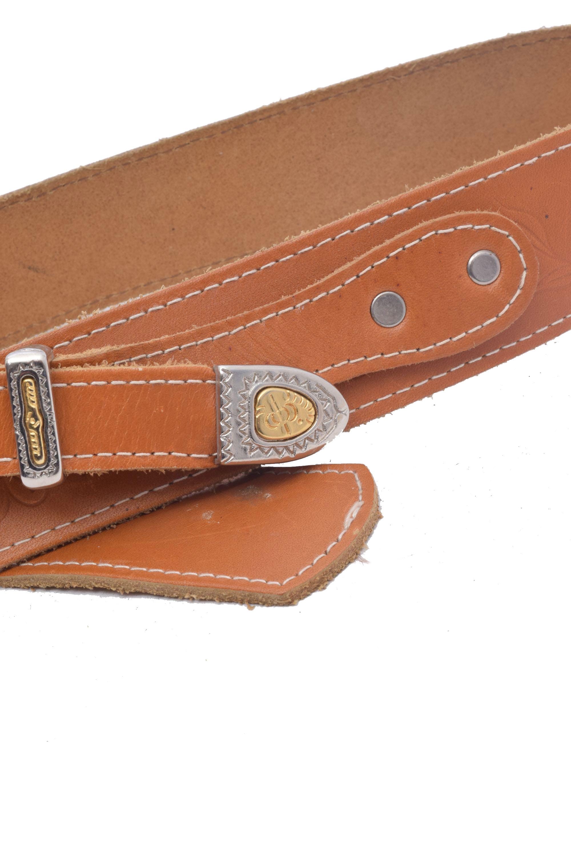Vintage 90s Embossed Brown Leather Western Belt: Silver  display picture 1
