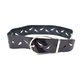 Anne Klein Belt Black Broad Belt New Patent Leather - Etsy display picture 2