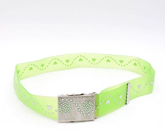 Iridescent Silver Heart Plastic Wide Retro Belt - Etsy New  display picture 3