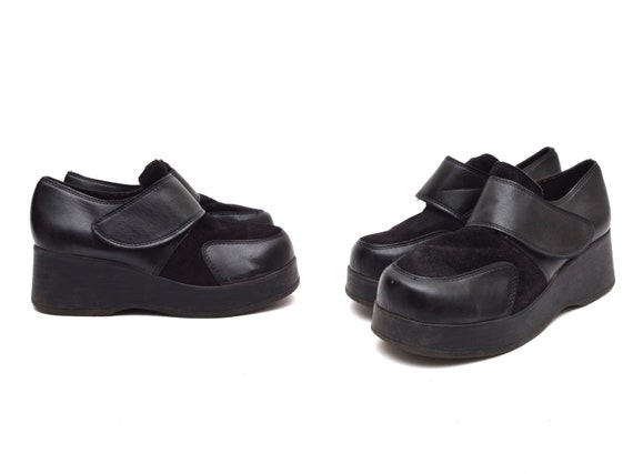 Vintage 90's Leather and Suede Platform Shoes with