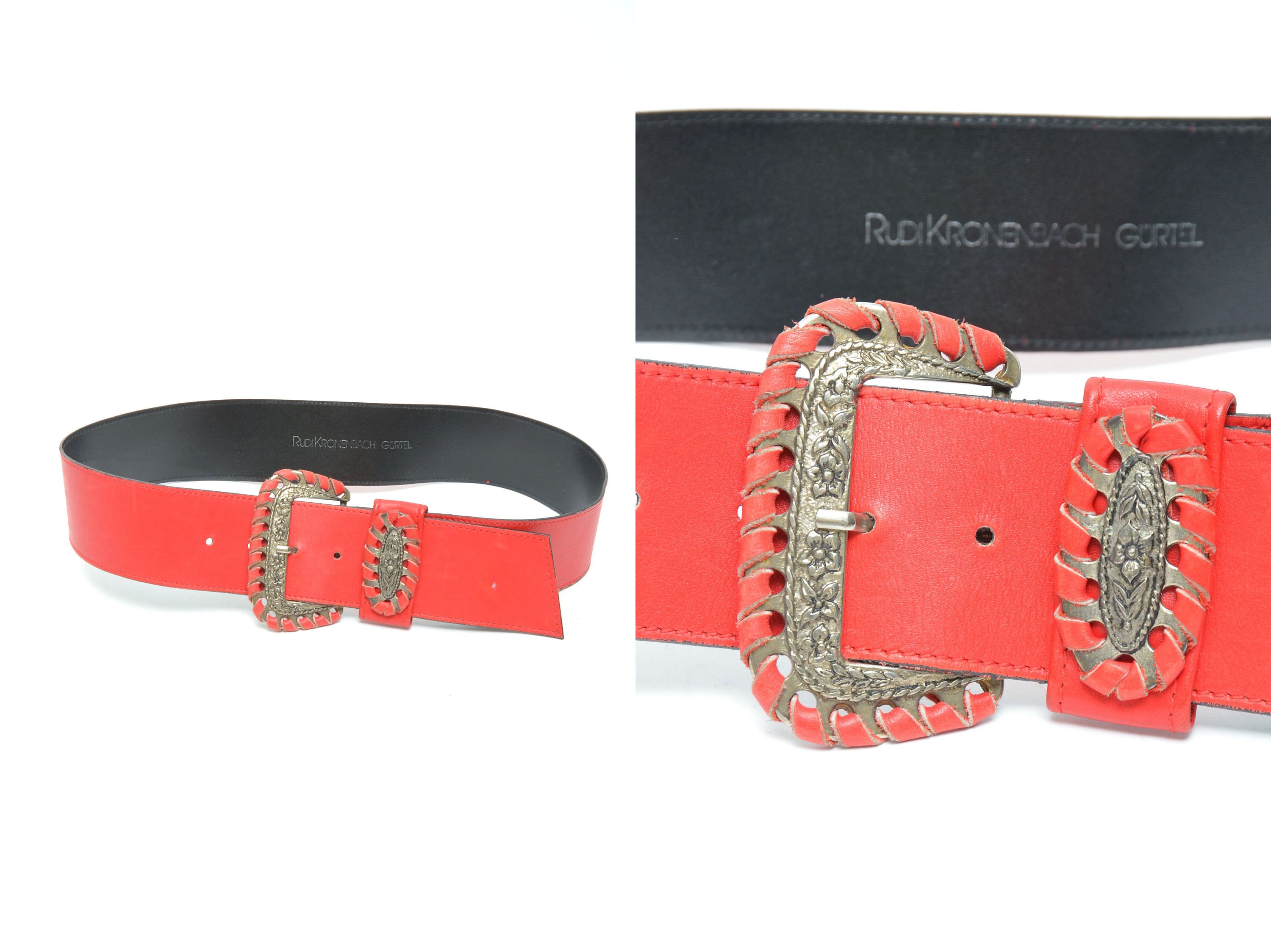 Vintage red leather and flower metal belt Red Leather Vintage Belts for sale | eBay main image 3