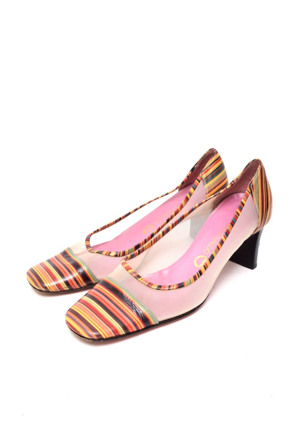 Vintage 90's Rainbow and White Mesh Pumps - Etsy