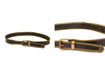 Vintage Olive Green Canvas Camel Leather Belt Jill Stuart  display picture 1