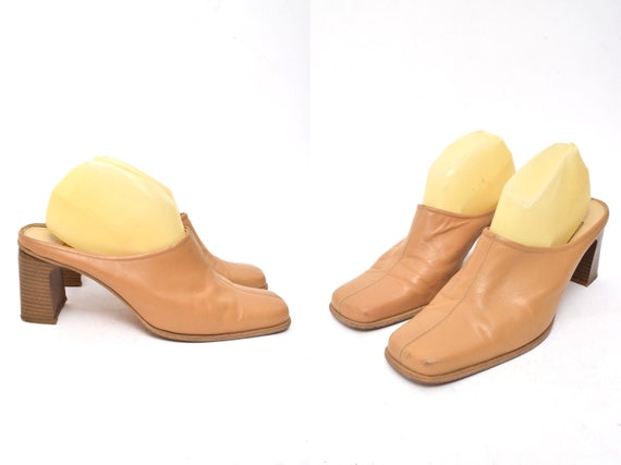 Vintage 90's Light Brown Square Toe Leather Chunky