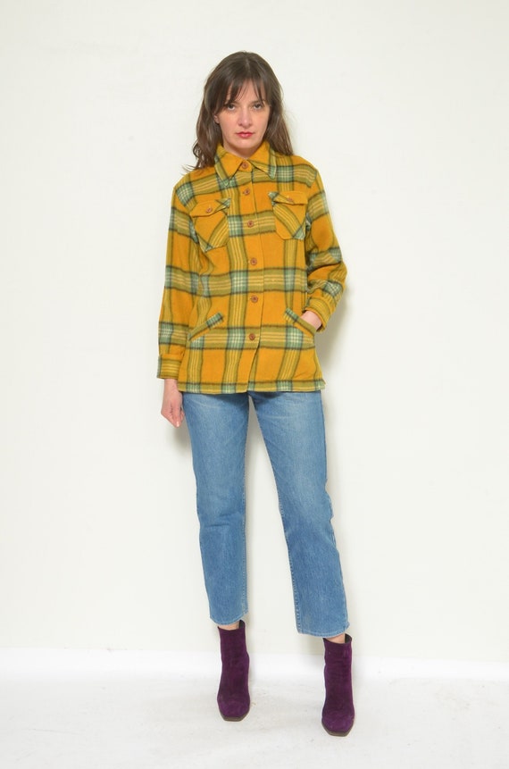 Chemise à carreaux en laine des années 80 veste vintage avec poche à col  petite