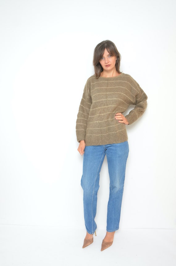 Mohair Oversized Sweater / Vintage 80's Striped F… - image 9