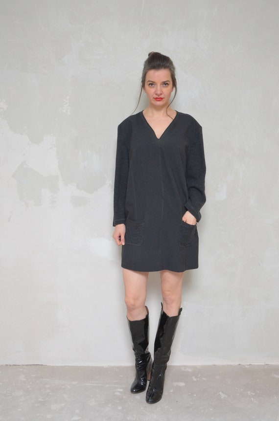 Vestido de lana oversize / Blusa de bolsillo delantera de | Etsy España