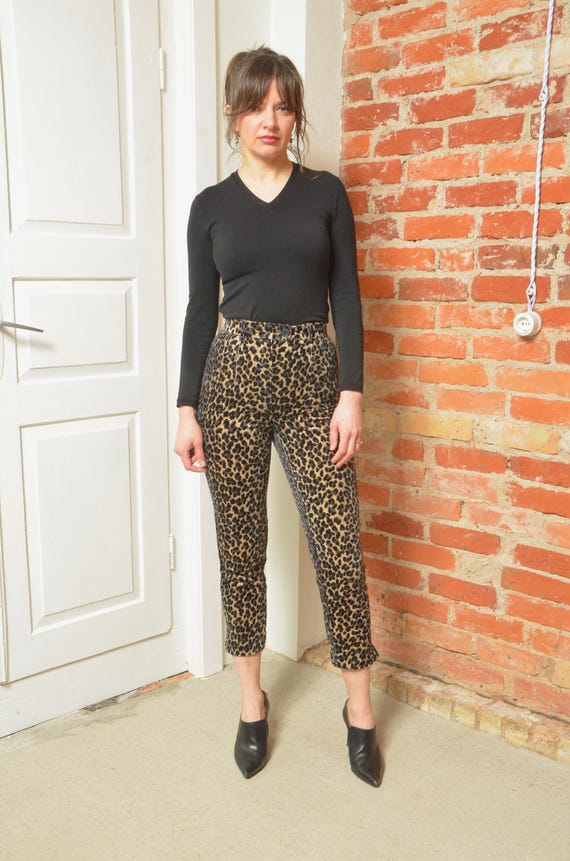 Mens Leopard Print Jeans Y2k Baggy Leopard Jeans Wide Leg