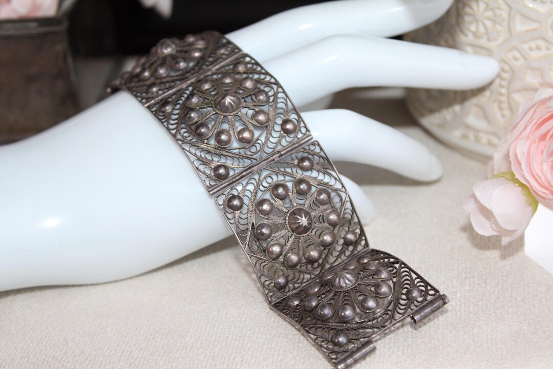 Old Victorian Antique Sterling Silver Cannetille 5 Wide Panel