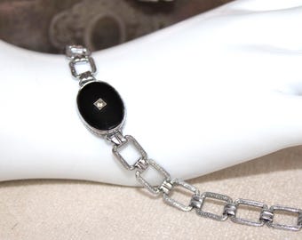 Bracelet Vintage Art Déco Années 1930 – Cabochon Verre – Début XXe Siècle – Occasion
