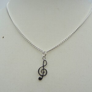 Treble clef necklace music note charm silver plated singer musician jewellery image 2