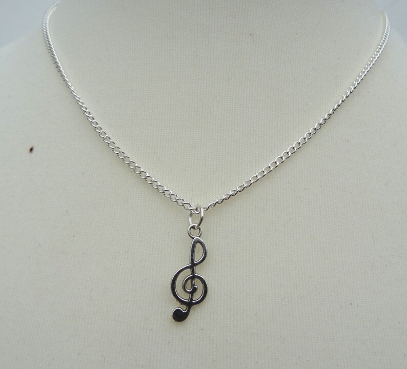 Treble clef necklace music note charm silver plated singer musician jewellery image 2