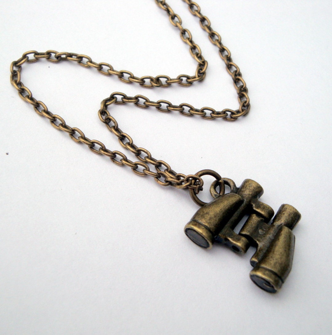Binoculars Charm Necklace in Antique Bronze, Travel, Birdwatching