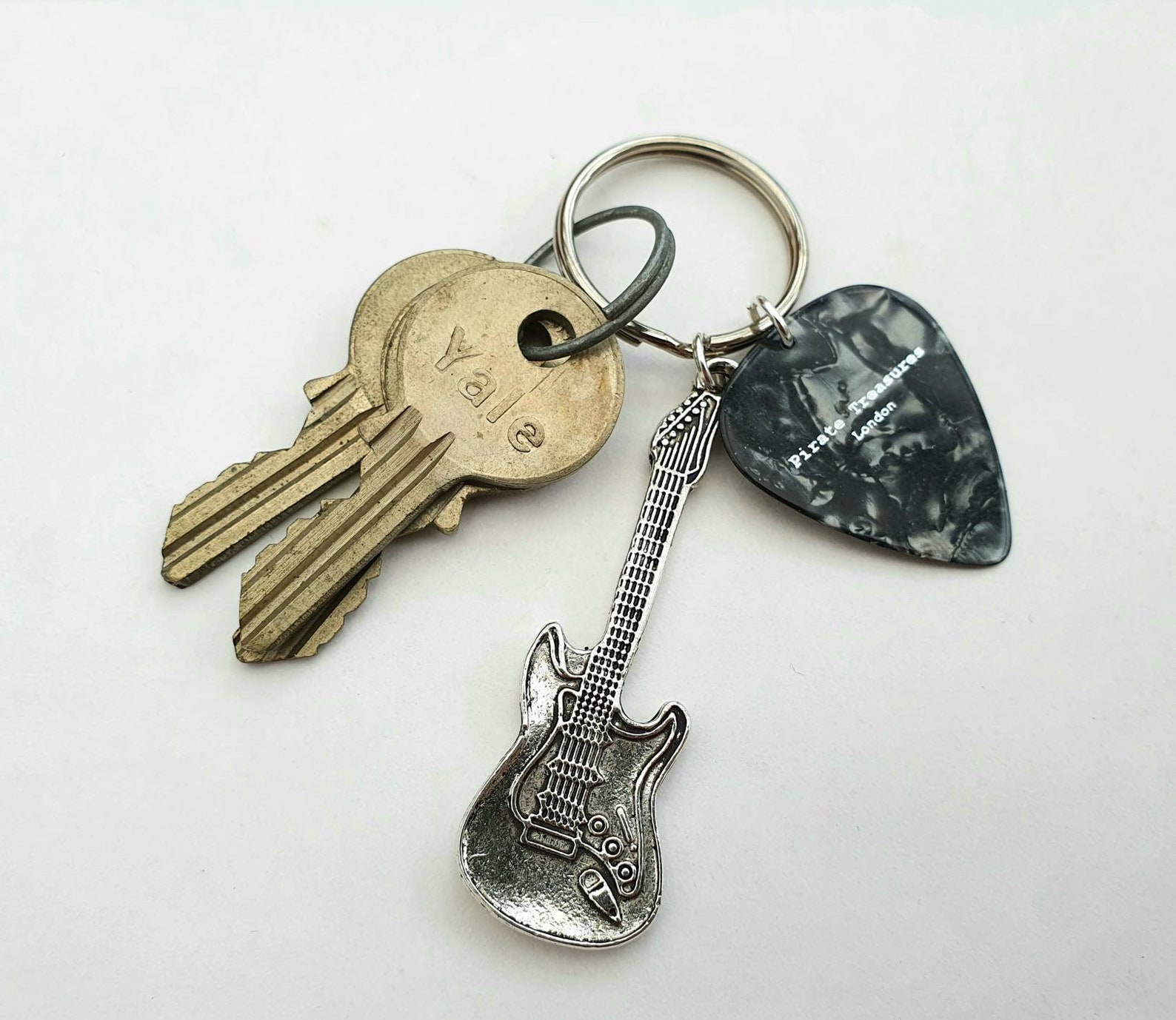 Guitar and plectrum keyring guitar pick keychain Etsy