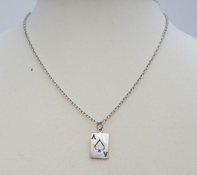 Playing card necklace Ace of Spades charm silver card Etsy
