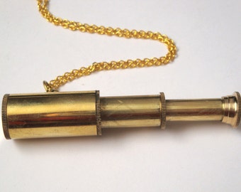 Brass telescope necklace nautical pirate steampunk