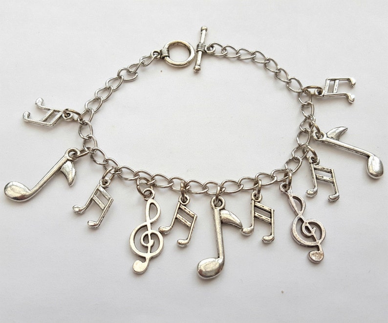 Music Charm Bracelet Treble Clef Music Notes on Antique Etsy