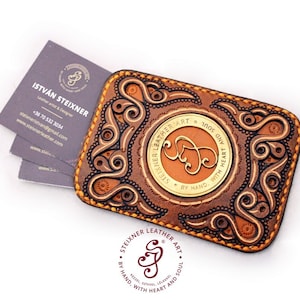 Personalized Business Card Holder, Hand tooled Custom Business Card Holder, Engraved Business Card Holder, Leather Business Card Holder