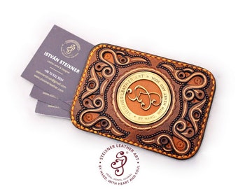 Personalized Business Card Holder, Hand tooled Custom Business Card Holder, Engraved Business Card Holder, Leather Business Card Holder