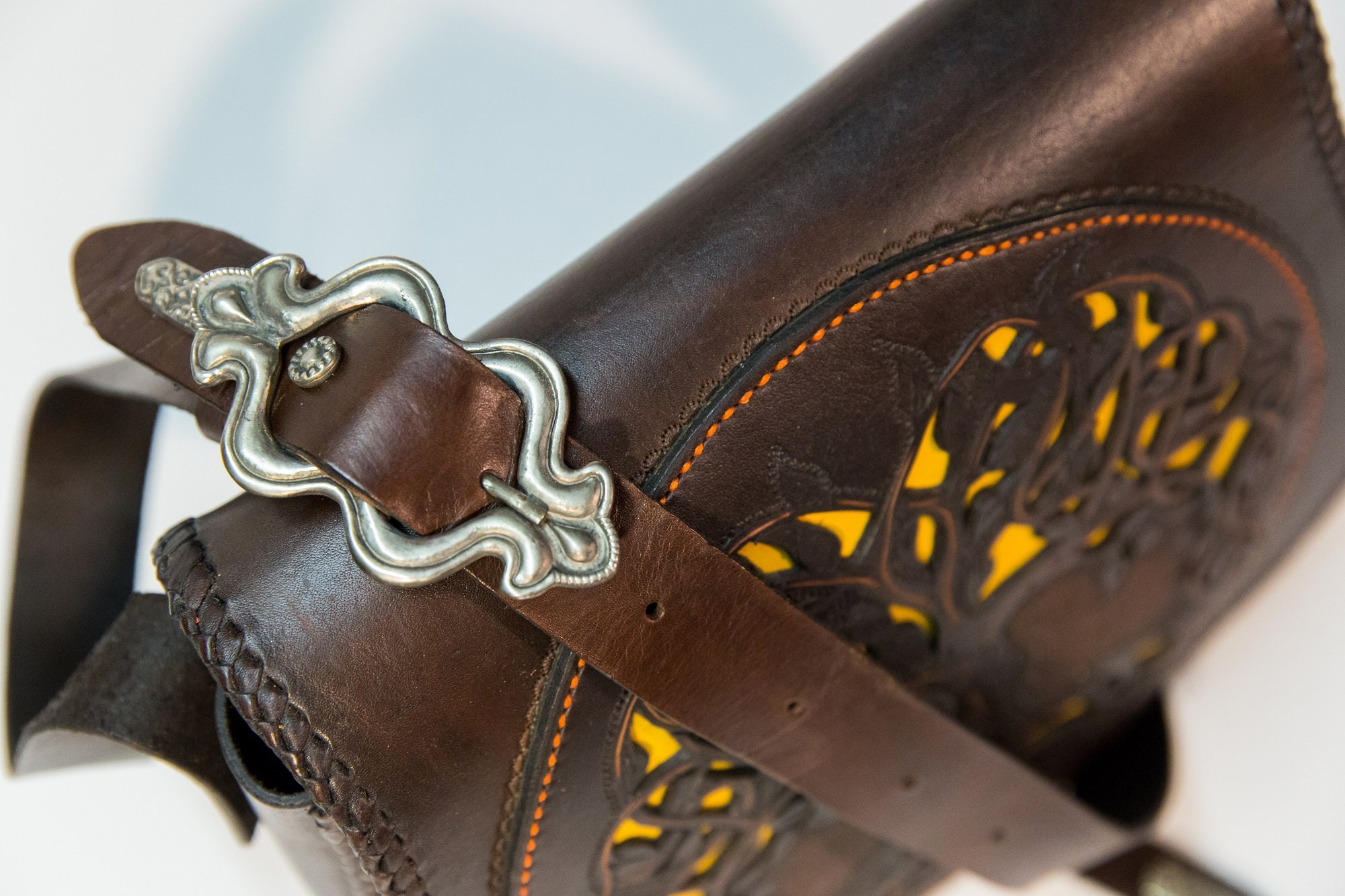 Hand Tooled Leather Festival Bag Yggdrasil Celtic Shoulder 