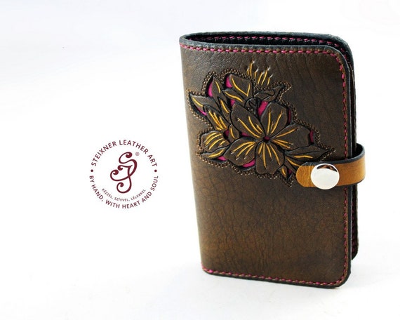 Cherry Blossom Leather Wallet Small Womens Wallet With Coin 