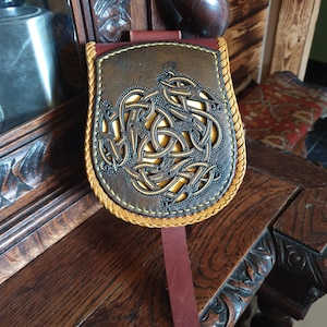 Leather Fanny Packs for Women Engraved Leather Utility Belt Pouch Celtic Leather Hip Bag Bum Bag With Norse Pattern Historic Reenactment