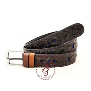 Stingray Leather Belt, Custom Leather Belt, Accessories For Men, Brown Leather Belt, 3rd Anniversary Gift, Genuine Leather Belt, Festival