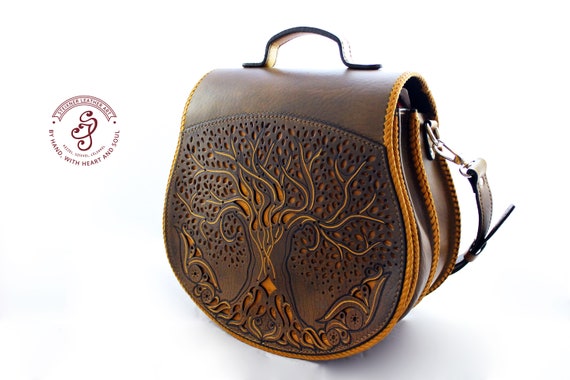 Tree of Life Bag Pierced Leather Bag Leather Shoulder Bag for 